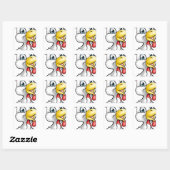 Cartoon Chicken Rooster Quadratischer Aufkleber (Blatt)
