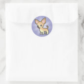 Cartoon Chihuahua (glatter Mantel) Runder Aufkleber (Tasche)