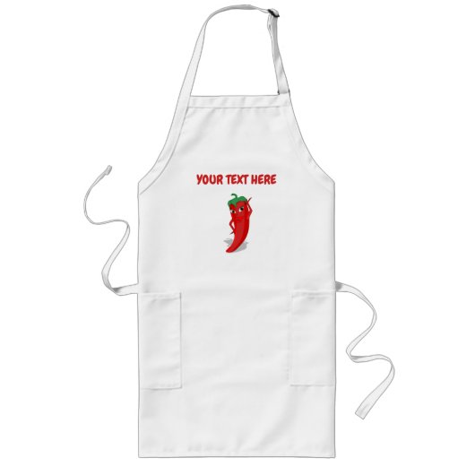 Cartoon Chili Pepper With Custom Text Lange Schürze (Vorne)