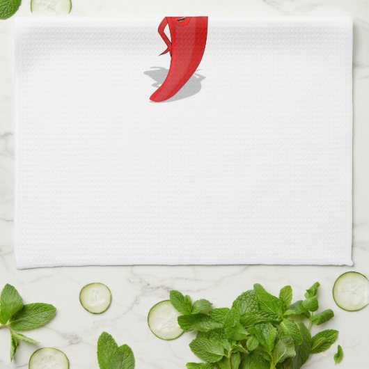 Cartoon Chili Pfeffer mit benutzerdefinierter Text Geschirrtuch (Gefaltet)