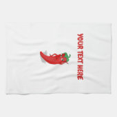 Cartoon Chili Pfeffer mit benutzerdefinierter Text Geschirrtuch (Horizontal)
