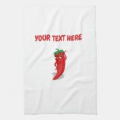 Cartoon Chili Pfeffer mit benutzerdefinierter Text Geschirrtuch (Vertikal)