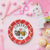 Cartoon CHINESE FLAG Großer Bier Pappteller (Party)