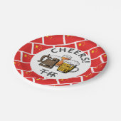 Cartoon CHINESE FLAG Großer Bier Pappteller (Schrägansicht)