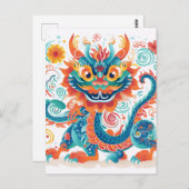Cartoon Chinesischer Drache Postkarte (Vorne/Hinten)