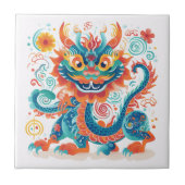 Cartoon Chinesischer Drachenwall Art Fliese (Vorderseite)