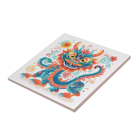 Cartoon Chinesischer Drachenwall Art Fliese (Seite)