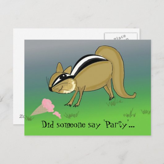 Cartoon Chipmunk mit Eiscreme Postkarte (Vorne/Hinten)