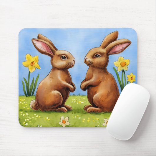 Cartoon Chocolate Oaster Bunnies Mousepad (Mit Mouse)