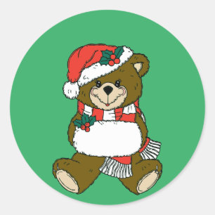 Cartoon Christmas Animal Teddy Bären Art Runder Aufkleber