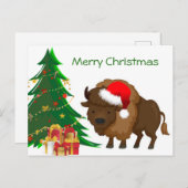 Cartoon Christmas Buffalo Feiertagspostkarte (Vorne/Hinten)