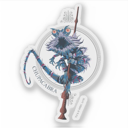 Cartoon Chupacabra & Elder Wand Aufkleber (Vorderseite)