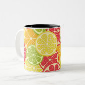 Cartoon Citrus Zweifarbige Tasse (Vorderseite Links)