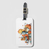 Cartoon City animierte Gepäckmarke - Farbenfrohe S Gepäckanhänger (Vorderseite Vertikal)