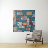Cartoon City Vintag Wallpaper Wandteppich (Beispiel (Horizontal))