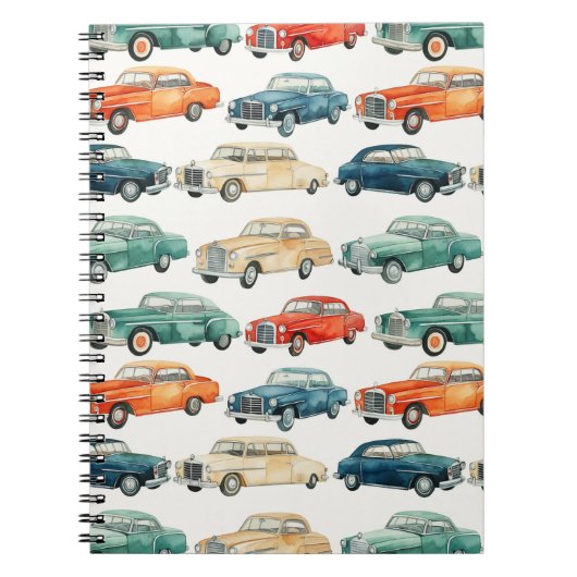 Cartoon Classic Cars Notebook Notizblock (Vorderseite)