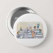 Cartoon Classroom Chaos With Wild Students Button (Vorne & Hinten)