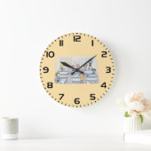 Cartoon Classroom Chaos With Wild Students Große Wanduhr (Zuhause)