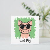 Cartoon Clip Art Coole Schweinsunglille Junge Gebu Einladung (Stehend Vorderseite)