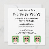 Cartoon Clip Art Coole Schweinsunglille Junge Gebu Einladung (Rückseite)