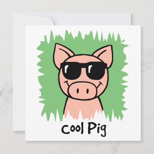 Cartoon Clip Art Coole Schweinsunglille Junge Gebu Einladung (Vorderseite)