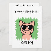 Cartoon Clip Art Coole Schweinsunglille Junge Gebu Einladung (Vorne/Hinten)