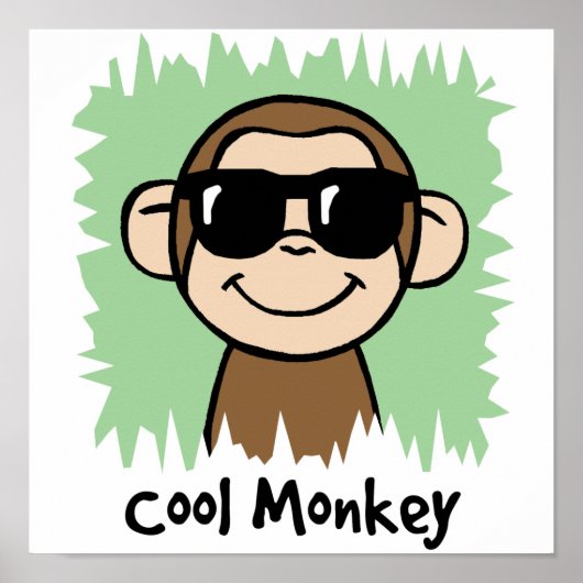Cartoon Clip Art Cooler Affe mit Sonnenbrille Poster (Vorne)