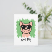 Cartoon Clip Art Cooles Schwein mit Sonnenbrille Postkarte (Stehend Vorderseite)
