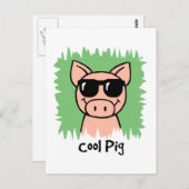 Cartoon Clip Art Cooles Schwein mit Sonnenbrille Postkarte (Vorne/Hinten)