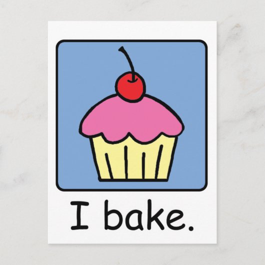 Cartoon Clip Art Cupcake Dessert Rosa Zuckerguss Postkarte (Vorderseite)