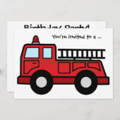 Cartoon Clip Art Firetruck Boy Birthday Party Einladung (Vorne/Hinten)