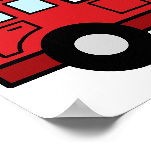 Cartoon Clip Art Firetruck Emergency Vehicle Truck Poster (Ecke)