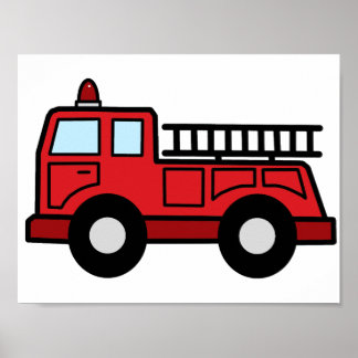 Cartoon Clip Art Firetruck Emergency Vehicle Truck Poster