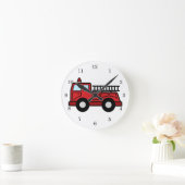 Cartoon Clip Art Firetruck Emergency Vehicle Truck Runde Wanduhr (Zuhause)