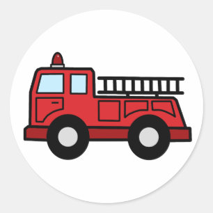 Cartoon Clip Art Firetruck Emergency Vehicle Truck Runder Aufkleber