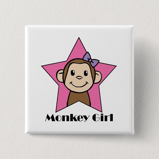 Cartoon Clip Art Smile Monkey Girl Pink Star Bow Button (Vorderseite)