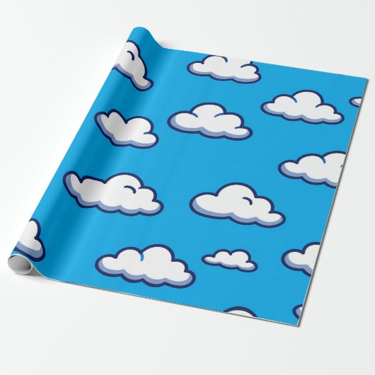 Cartoon Cloud Pattern – Seamless Sky Design Geschenkpapier (Ungerollt)