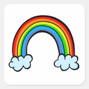 Cartoon Cloudy Sky Regenbogen Versprechen Doodle Quadratischer Aufkleber