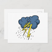 Cartoon Cloudy Sky Thunder & Lightning Storm Postkarte (Vorne/Hinten)
