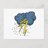 Cartoon Cloudy Sky Thunder & Lightning Storm Postkarte (Vorderseite)