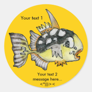Cartoon Clown Trigger Fish Design Custom Sticker