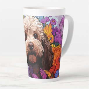 Cartoon Cockapoo im Garten Latte Tasse