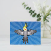 Cartoon Cockatiel Postkarte (Stehend Vorderseite)