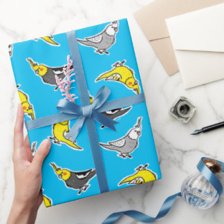 Cartoon Cockatiels Muster Geschenkpapier