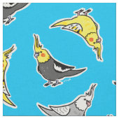 Cartoon Cockatiels Muster Stoff (Nahaufnahme)