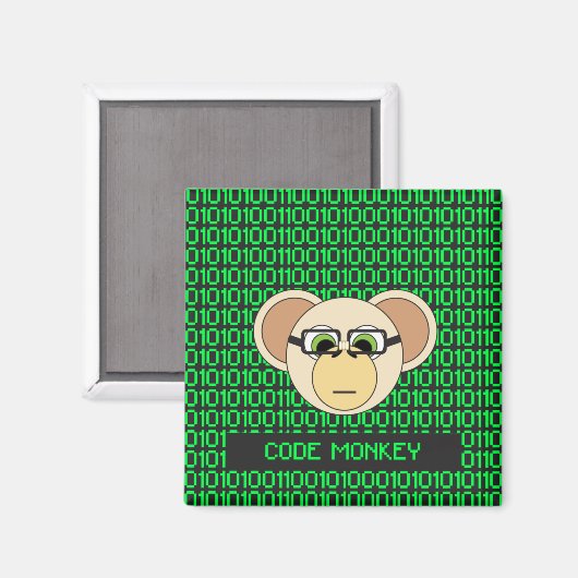 Cartoon Code Monkey Geek Magnet (Vorderseite/Rückseite)