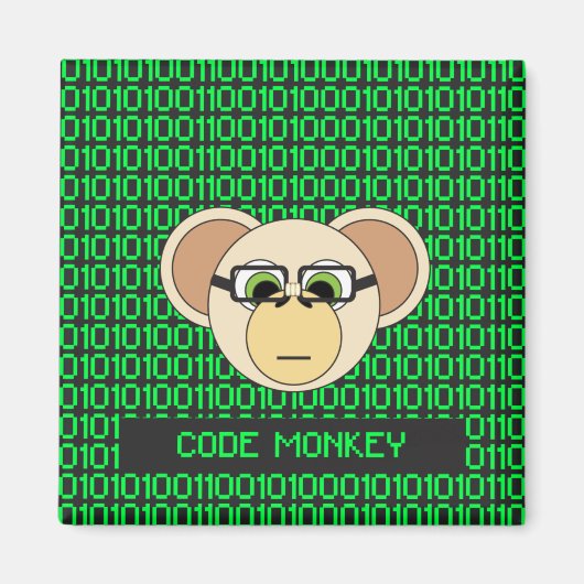 Cartoon Code Monkey Geek Magnet (Vorne)