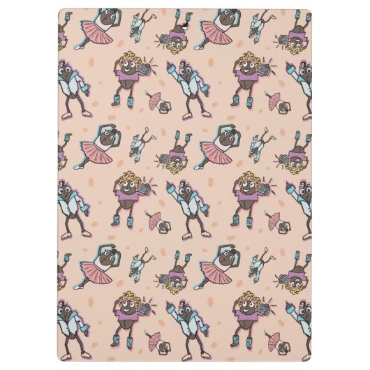 Cartoon Coffee Bean Dance Party Klemmbrett (Rückseite)