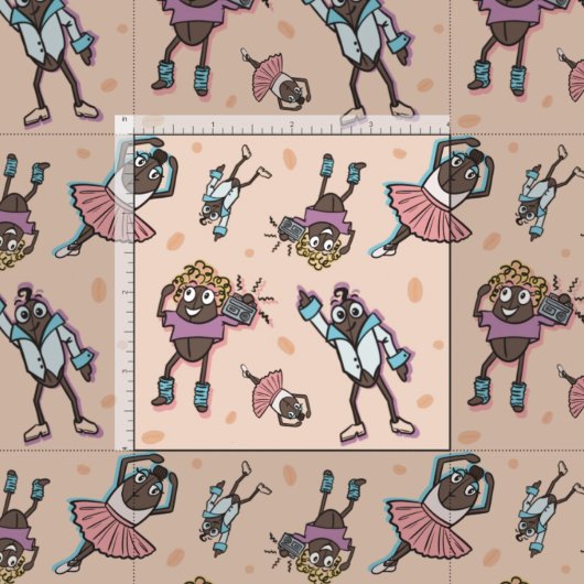 Cartoon Coffee Bean Dance Party Stoff