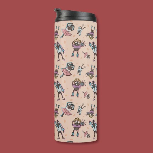 Cartoon Coffee Bean Dance Party Thermosbecher